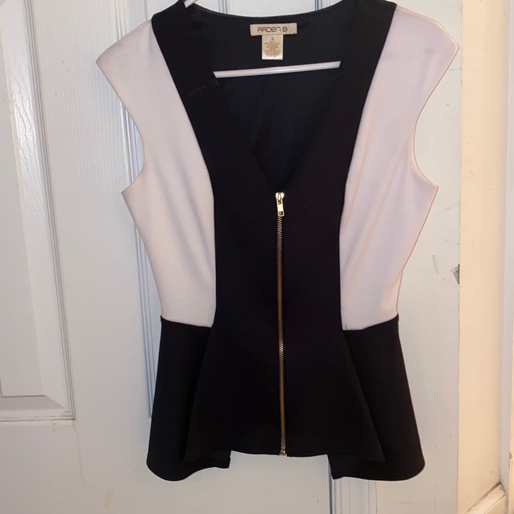 Peplum gold zip up dress top
